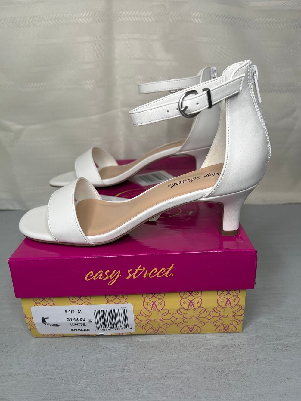 Easy Street Shalee Ankle Strap Dress Sandals White Womens Size 8.5
